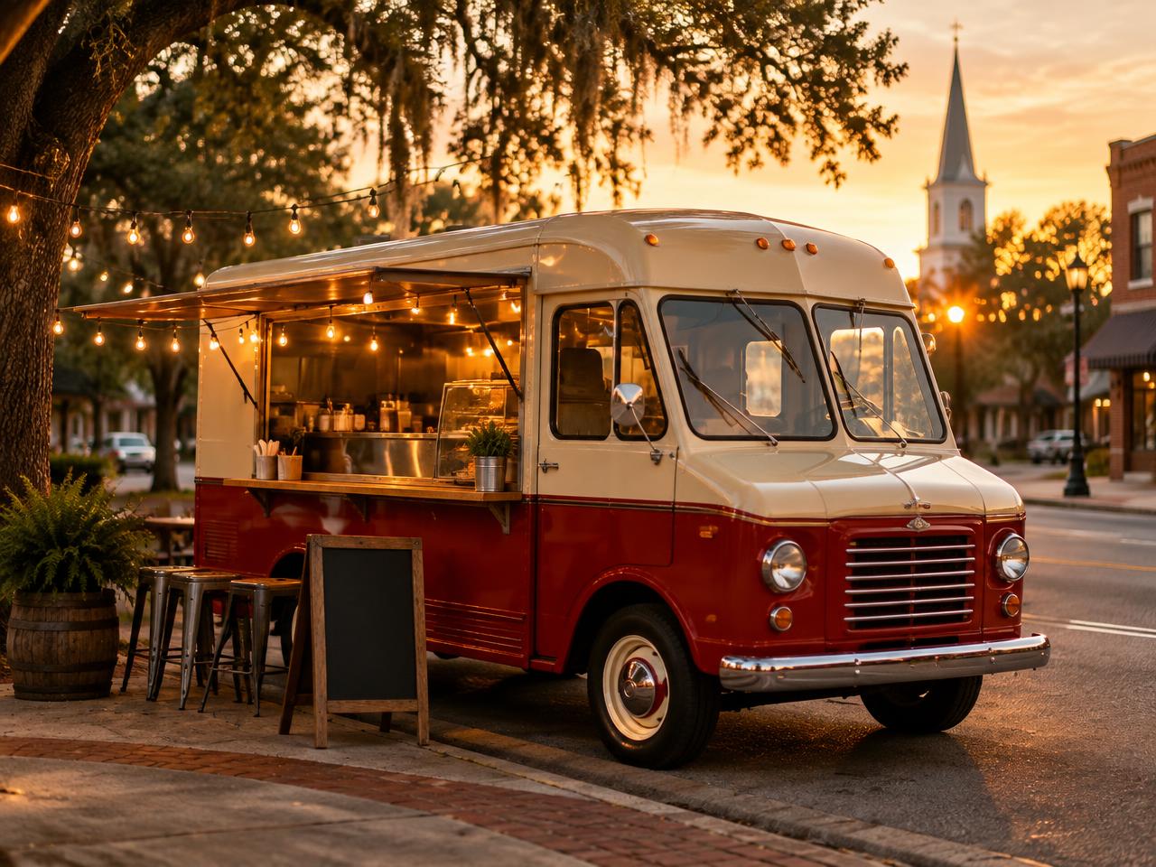 Placeholder: the food truck at golden hour
